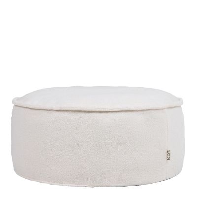 Runder Bouclé -Fußhocker icon Como, creme