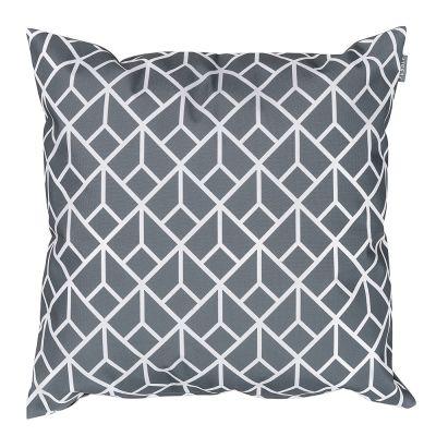 Charcoal grey geometric outdoor cushion